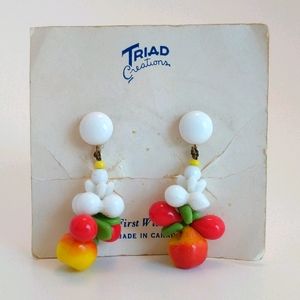 Vintage Triad Creations Glass Fruit Clip Earrings